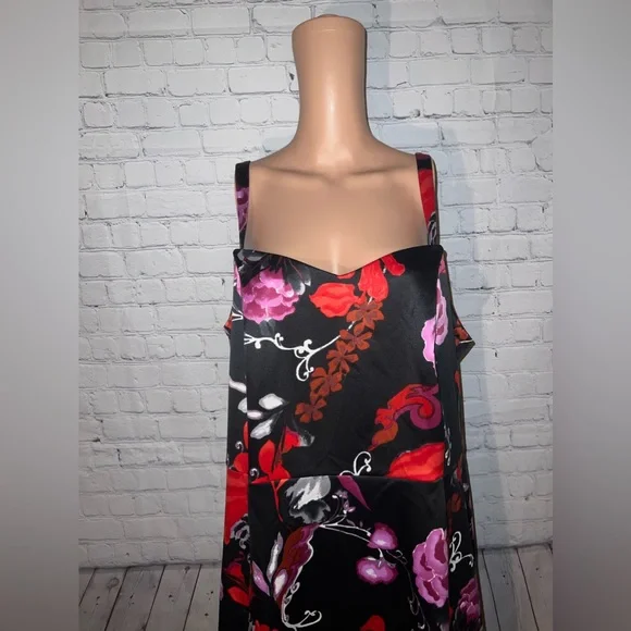 lane bryant black, red & pink floral dress size 24 - Picture 2 of 12
